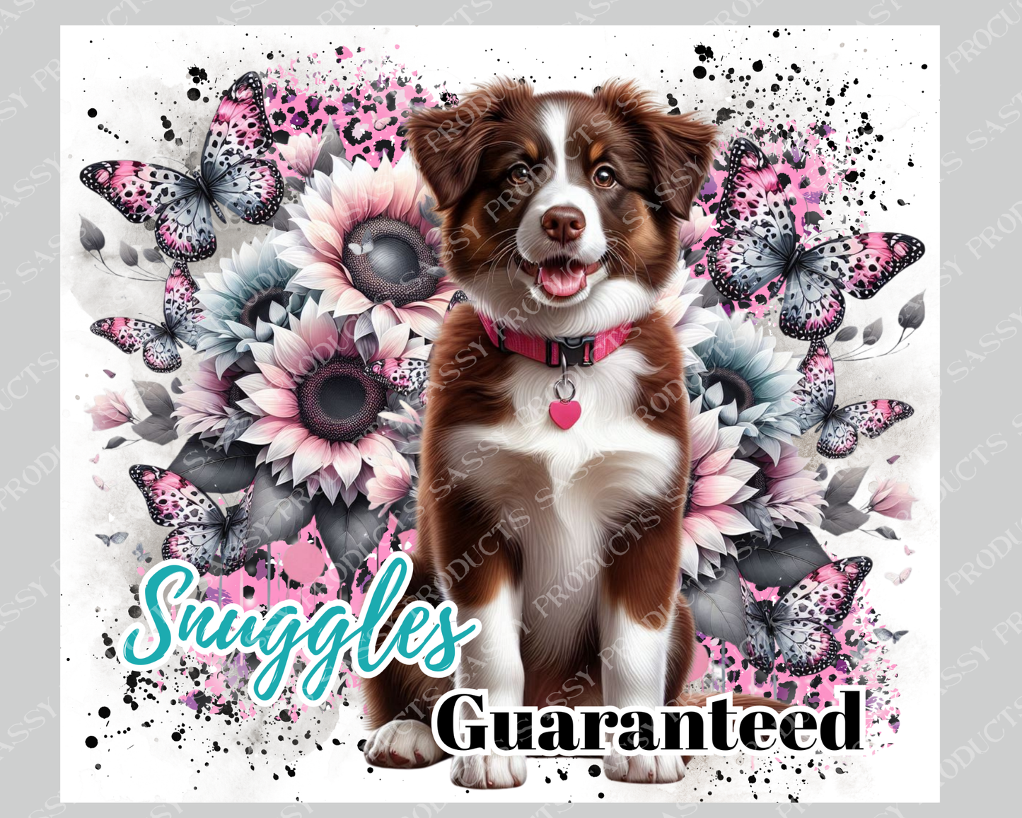 Border Collie Snuggles Guaranteed - 20oz tumbler digital sublimation wrap