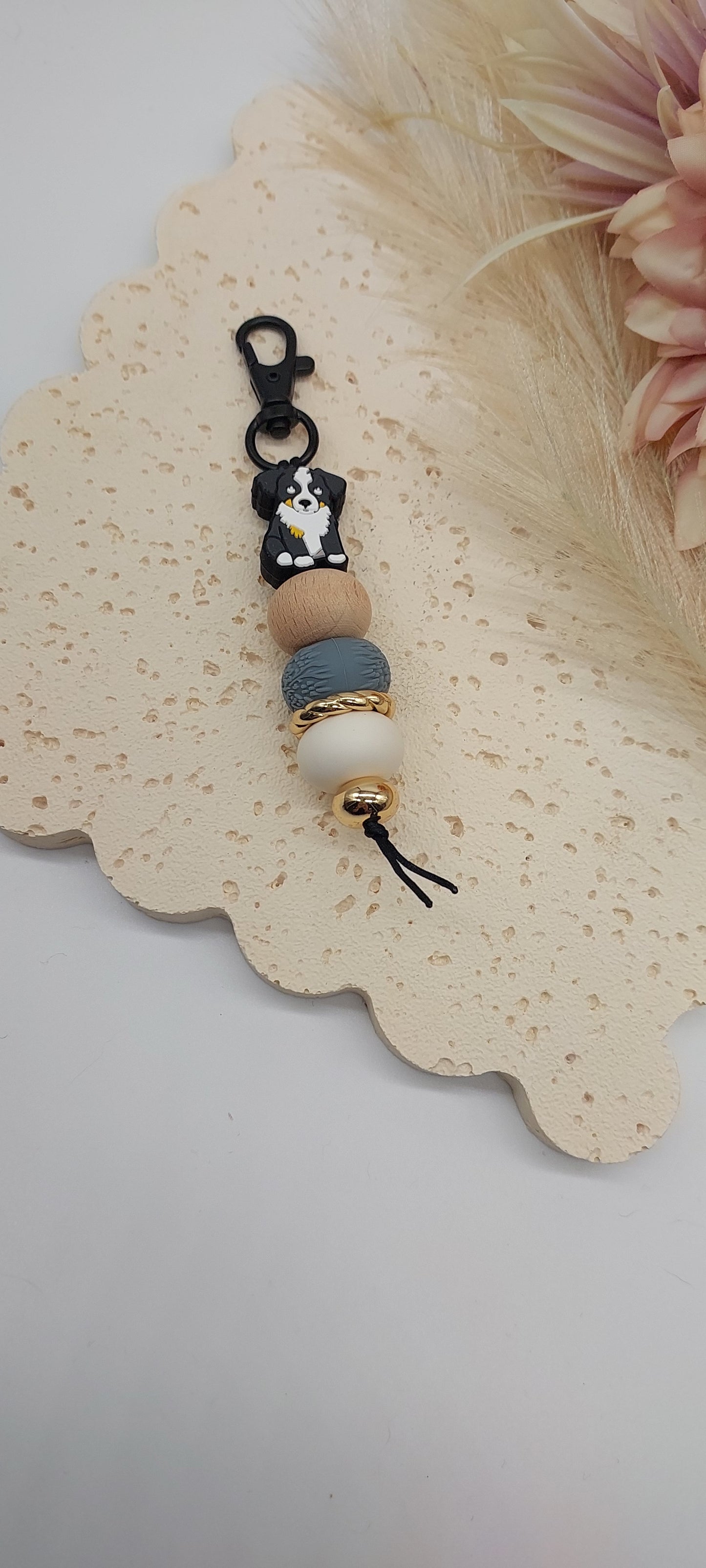 Border Collie- Silcone Keychain with Stylish Beads