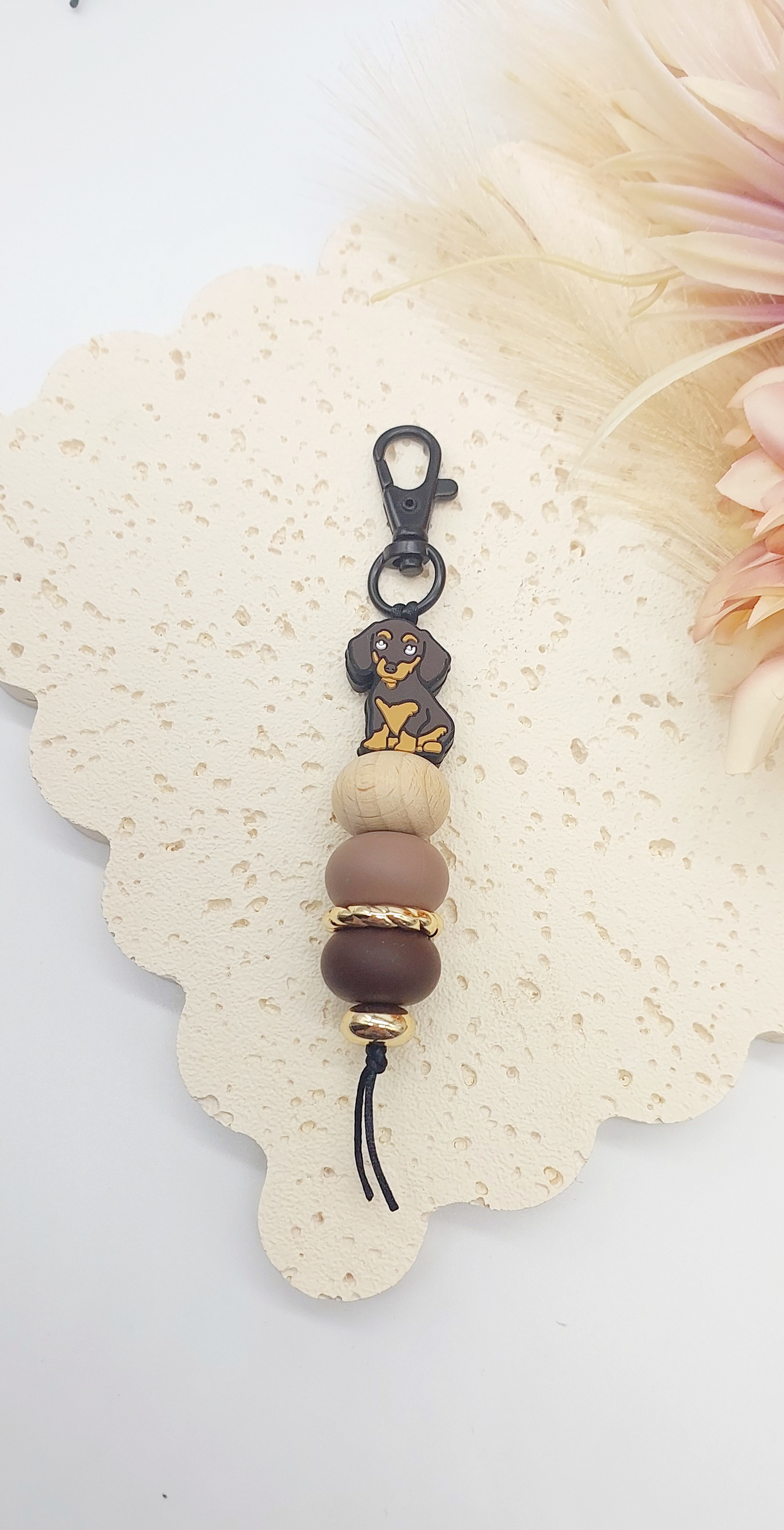 Dachshund - Silcone Keychain with stylish beads