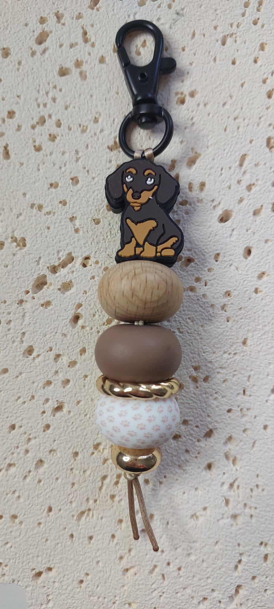 Dachshund - Silcone Keychain with stylish beads