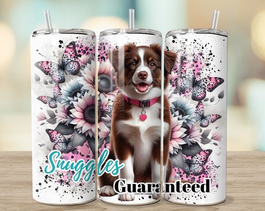 Border Collie Snuggles Guaranteed - 20oz tumbler digital sublimation wrap