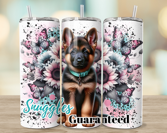 German Shepherd Snuggles Guaranteed - 20oz tumble digital sublimation wrap