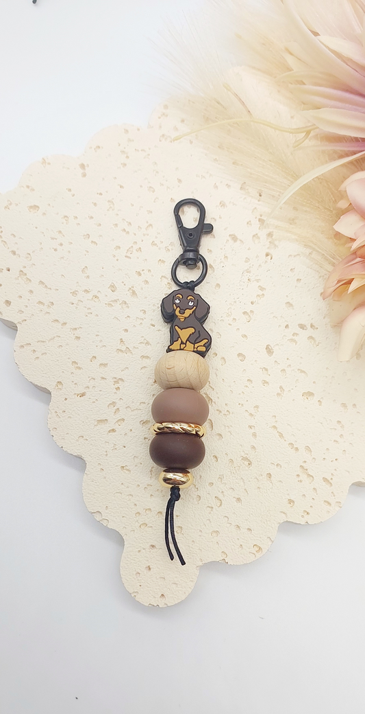 Dachshund - Silcone  Keychain with stylish beads