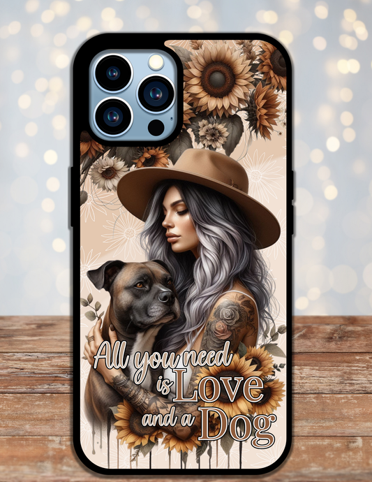 phone case - Staffie - All you need is love and a dog