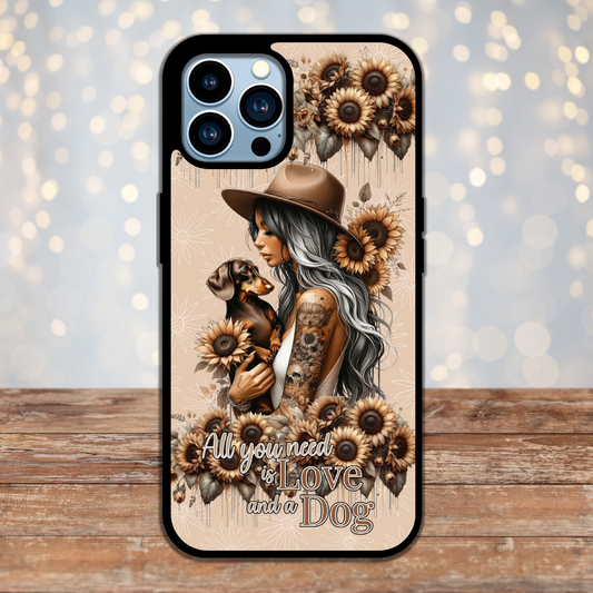 Dachshund - phone case - All you need is love and a dog