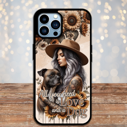 Staffie - Phone case - All you need is love and a dog