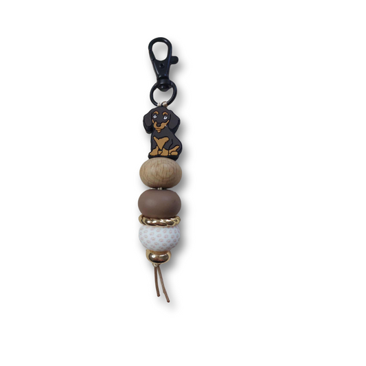 Dachshund - Silcone  Keychain with stylish beads