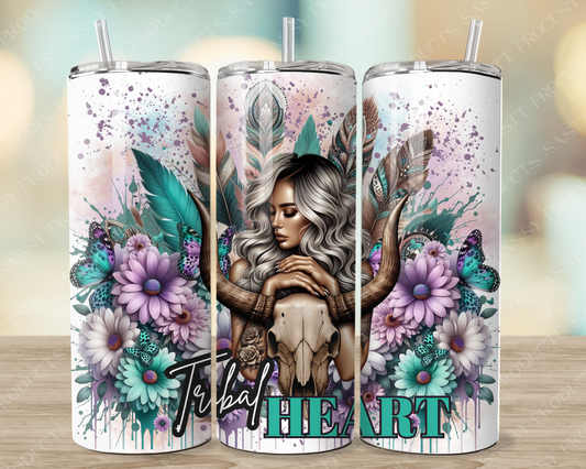 Tribal Heart – 20oz Stainless Steel Tumbler digital sublimation wrap