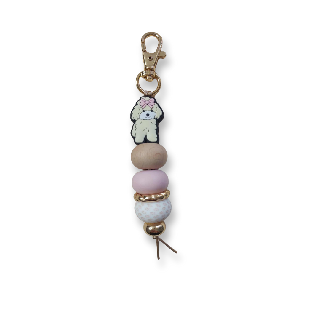 Poodle - Silcone Keychain with stylish beads