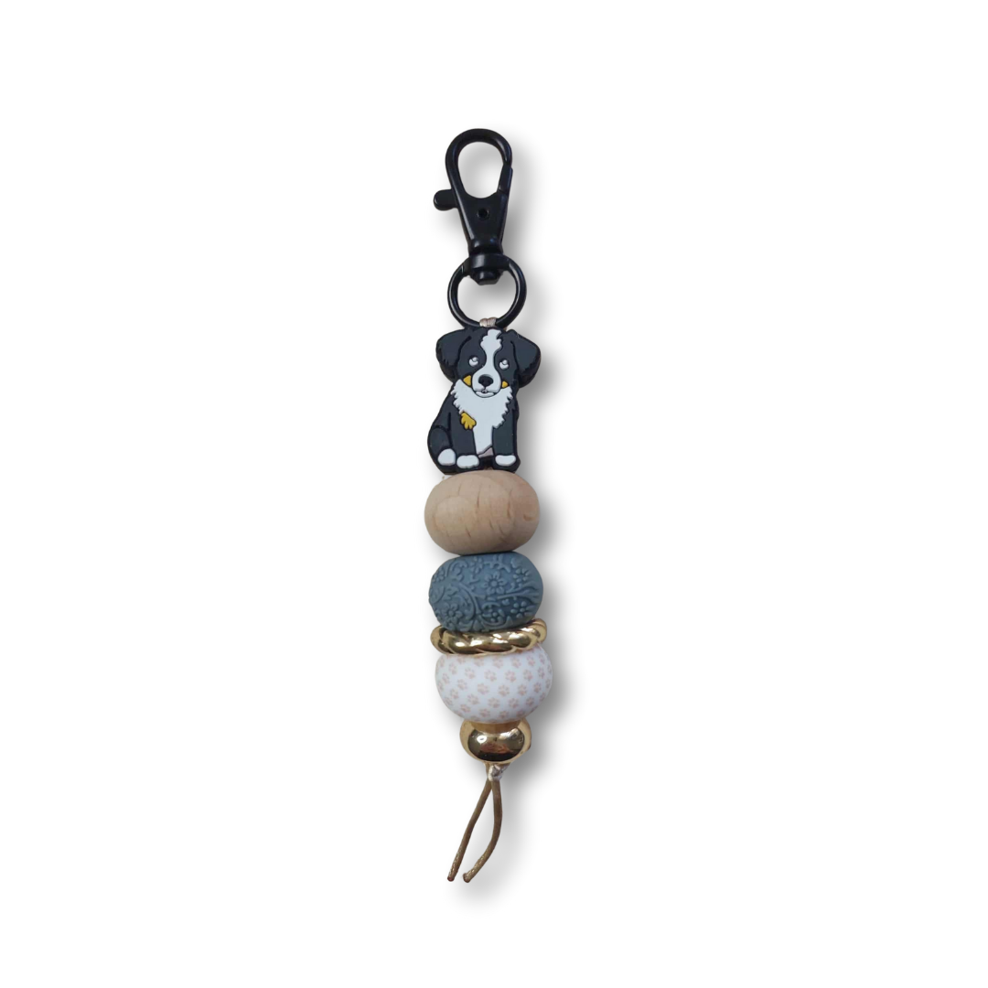 Border Collie- Silcone Keychain with Stylish Beads